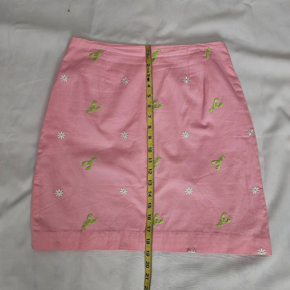 Lilly‎ Pulitzer Women's Light Pink Daisy Lobster Embroidered A-Line Skirt Size 8 - Picture 16 of 16